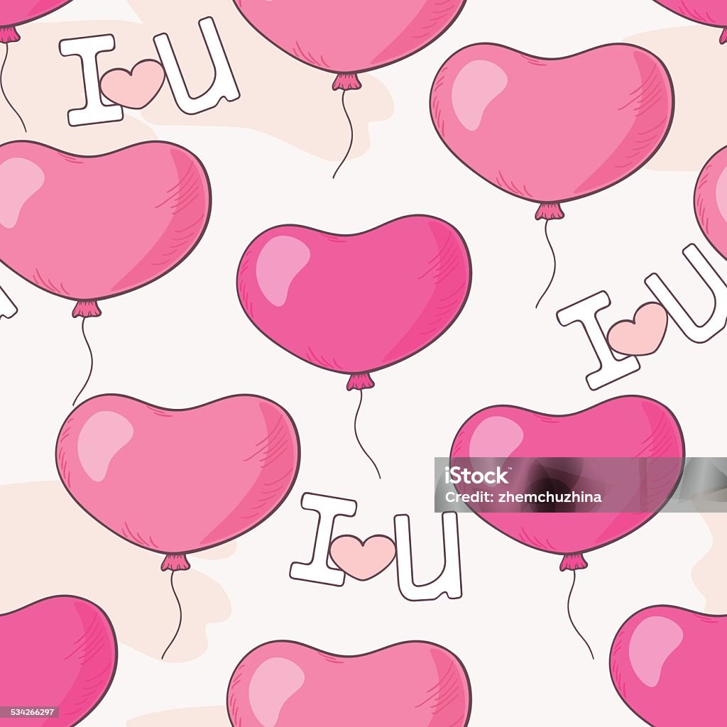 Seamless pattern with pink heart balloons and letters Seamless pattern with pink heart balloons and letters. Valentines day background 2015 stock vector