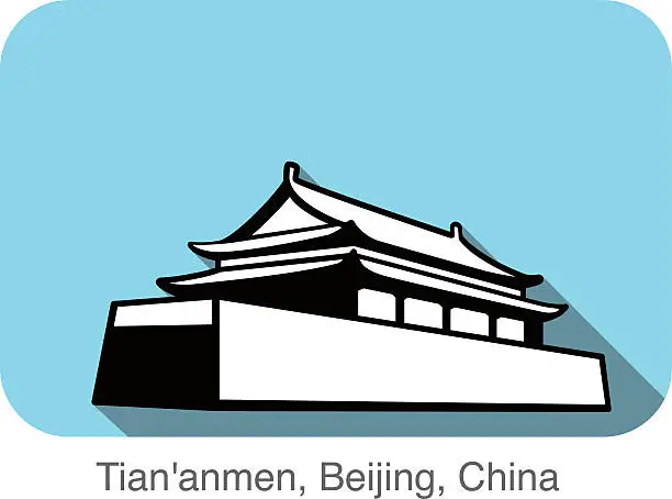 Vector illustration of Tiananmen building. Landmark of the world series