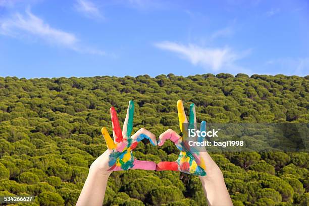 Painted Hands Sign Heart Stock Photo - Download Image Now - 2015, Child, Heart Shape