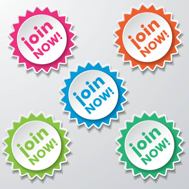 Join Now Colorful Star Paper Labels Colorfull star paper stickers with text Join Now. Eps 10 vector file. todays special stock illustrations