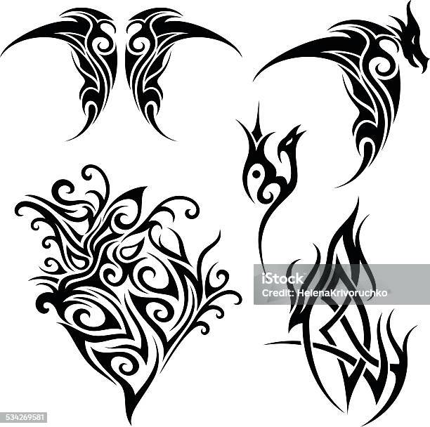 Vector Set Of Tribal Tattoo Stock Illustration - Download Image Now ...