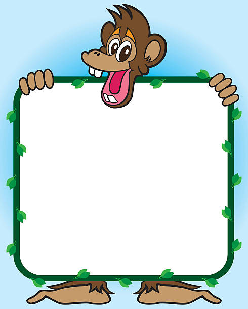 원숭이, 팻말 - peppy stock illustrations