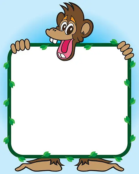 Vector illustration of Monkey with Sign