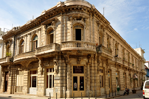Havana, Cuba – February 2, 2010:  Papeleria O’Reilly building on O’Reilly Street in Havana, Cuba, one of the better kept buildings in the city that has budget problems due to trade embargo. 