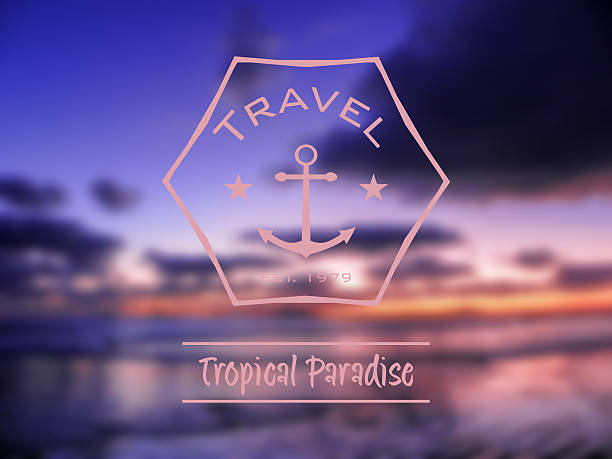 travel tropical paradise hipster retro logo stock photo