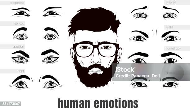 Description Of Human Emotions Eyes Stock Illustration - Download Image Now - Eyebrow, Eye, Men