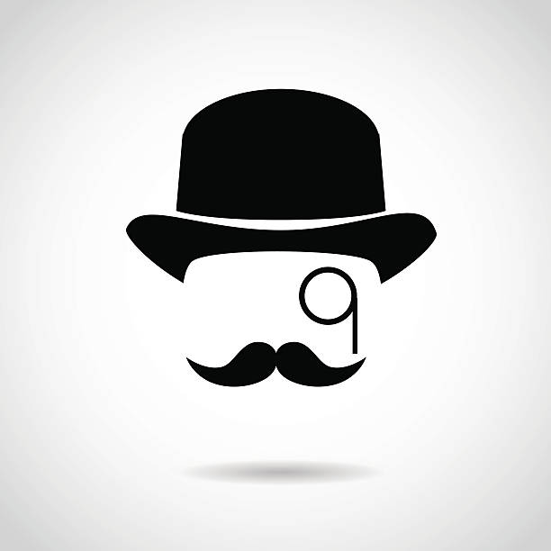 Gentleman icon isolated on white background. Vector art. bowler hat stock illustrations