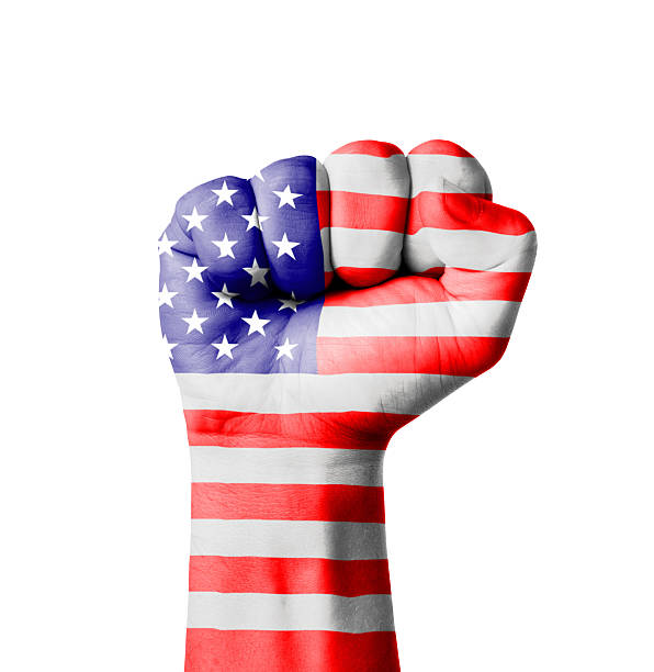 istock Fist of America (USA) flag painted 534273833