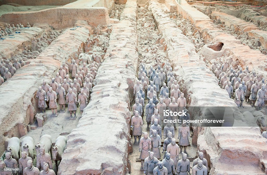 The Terracotta Army The Terracotta Army dates to the Qin Dynasty (210 BC) they were built for the first emperor of China, Qin Shi Huang. 2015 Stock Photo