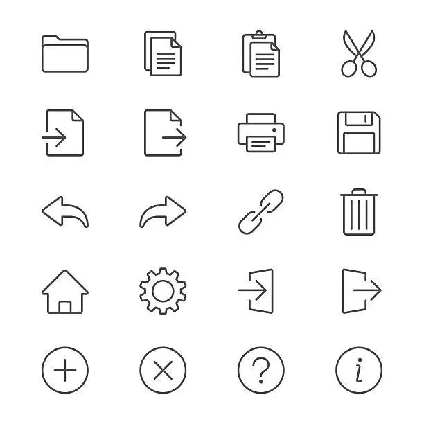 Vector illustration of Application toolbar thin icons