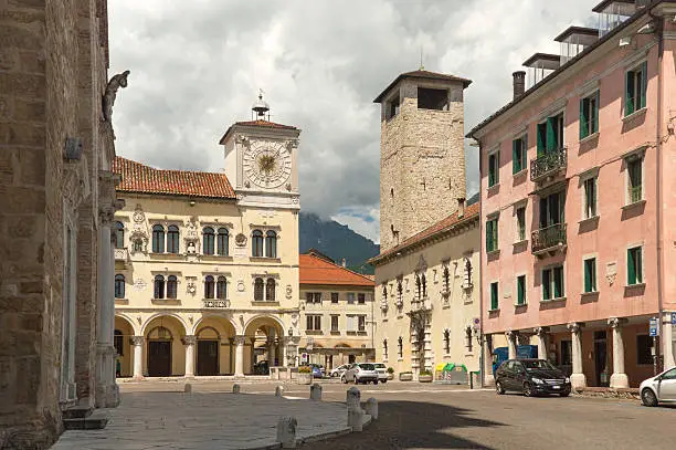 Two old towers in the historic inner city of Belluno in northern Italy.
