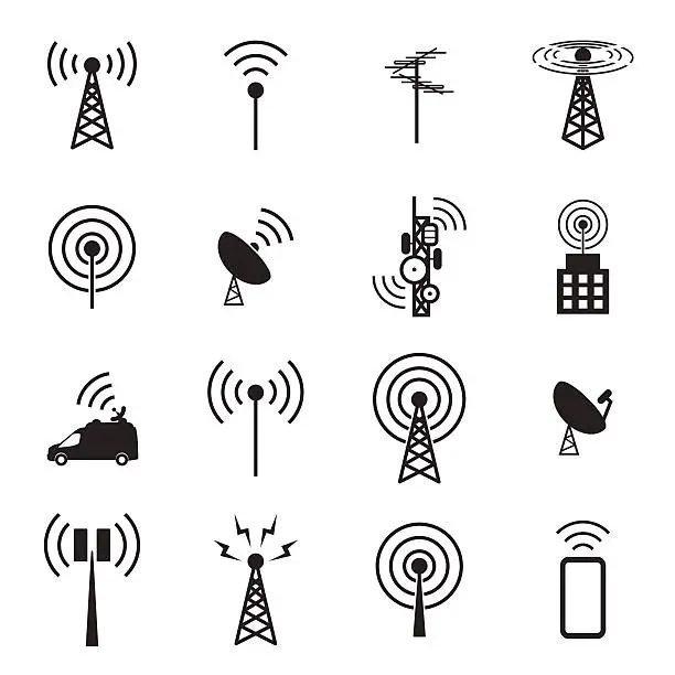 Vector illustration of Antenna icon set