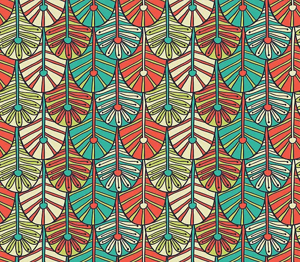 Vector illustration of Bright seamless pattern with ornate feathers