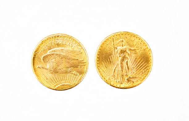 istock American 20 dollars gold eagle coins. 534305629