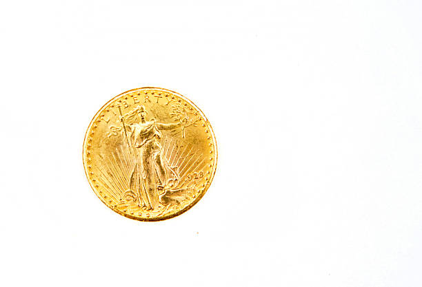 istock American 20 dollars gold eagle coins. 534305681