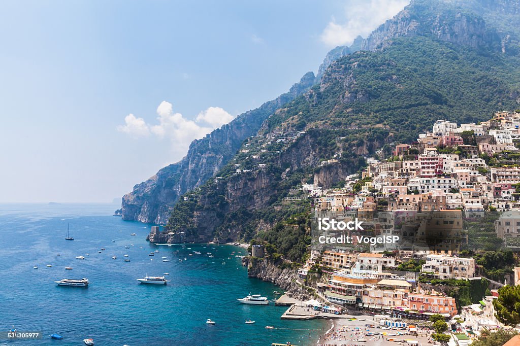 View of Positano and the Mediterranean Sea View of Positano and the Mediterranean Sea, Amalfi cosat. Italy Cityscape Stock Photo