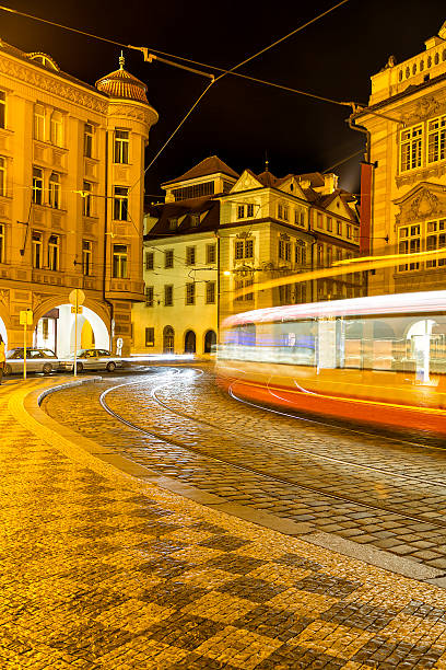 istock Tram Travelling at Night in Prague, Czech Republic 534306359