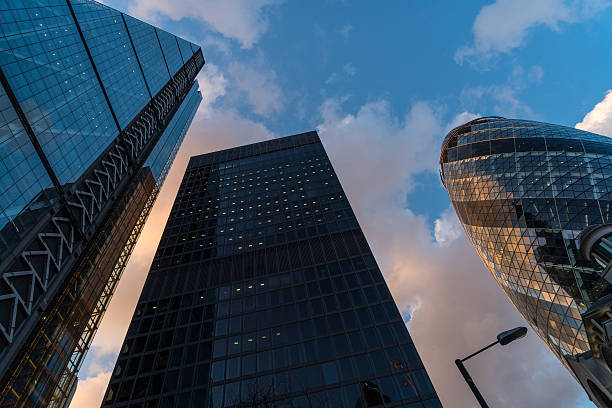 istock Low angle view modern buildings against sky at sunset 534306432