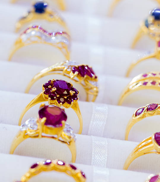 istock display of  jewelry, ruby blue sapphire and diamond  on  ring 534308430