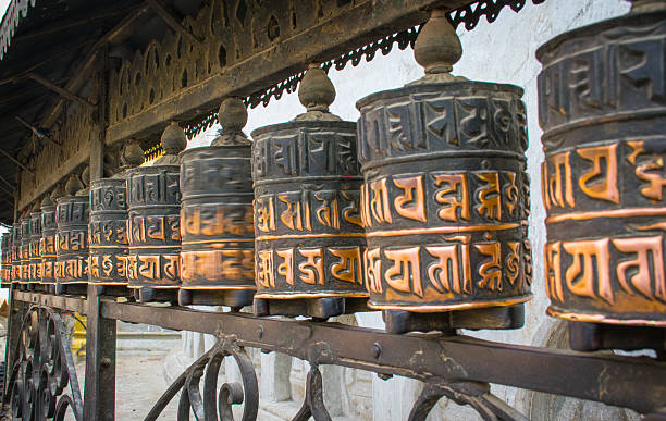 istock prayer wheels at the temple in Nepal 534309640