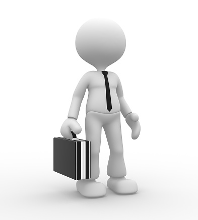 3d people - man, person with briefcase and tie. Businessman