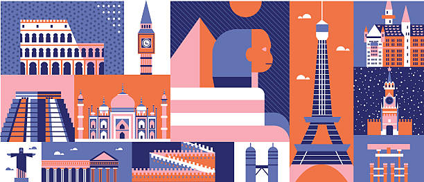 мир достопримечательности фон абстрактный - london england uk travel big ben stock illustrations