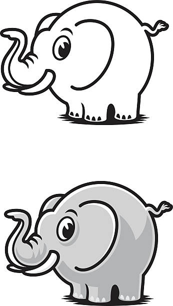 Elephant Standing vector art illustration