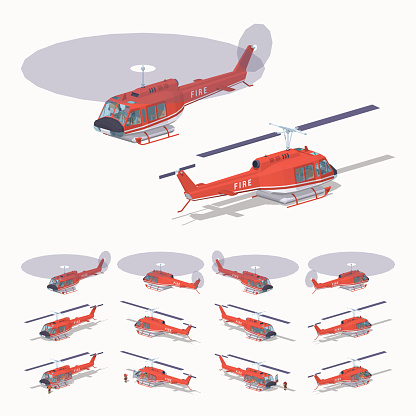 Helikopter Api Poli Rendah Ilustrasi Stok - Unduh Gambar Sekarang ...
