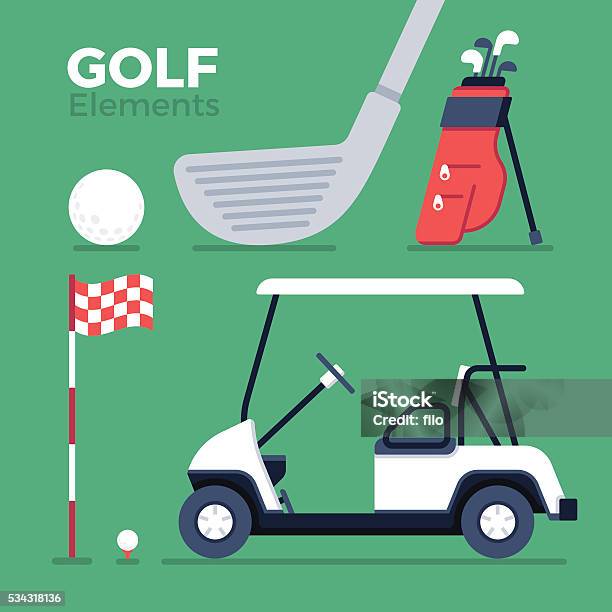 Golf Elements And Symbols Stock Illustration - Download Image Now - Golf, Golf Course, Vector