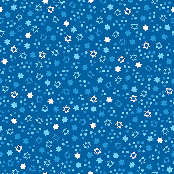 jewish seamless pattern with confetti and star of david - musevilik stock illustrations