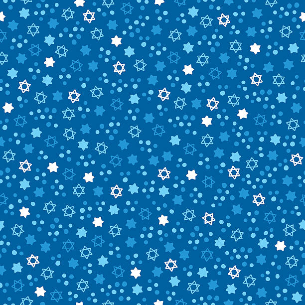 Jewish seamless pattern with confetti and star of David Jewish seamless pattern with confetti and star of David. Perfect for wallpapers, gift papers, patterns fills, textile, web page background, Israel Independence Day, Passover, Hanukkah greeting cards background of star of david wallpaper stock illustrations