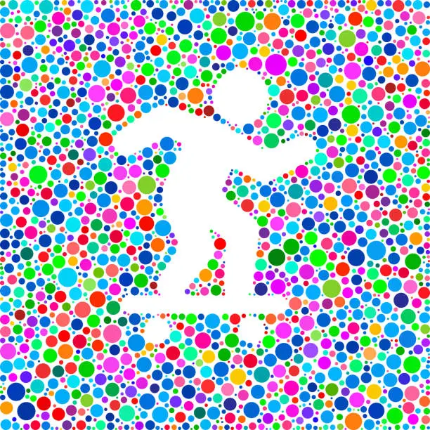 Vector illustration of Skateboarding Icon on Color Circle Background Pattern