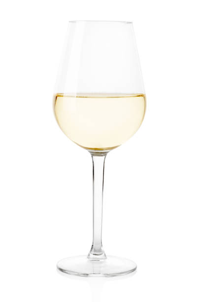 copa de vino blanco en blanco, máscara de recorte - wine glass white wine wineglass fotografías e imágenes de stock