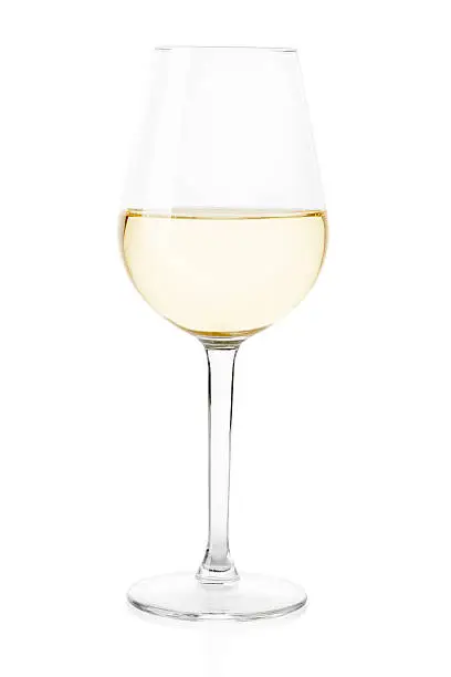 Photo of White wine glass on white, clipping path