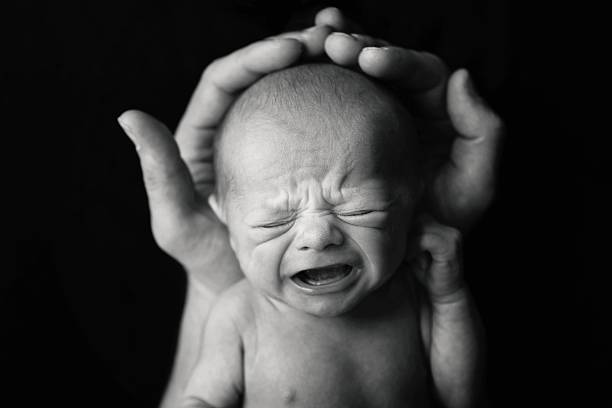 Newborn Baby Crying stock photo