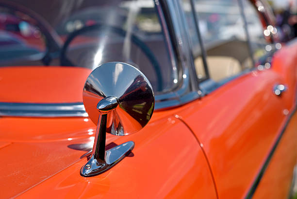 istock mirror in a beautiful original old car. Retro. 534322632