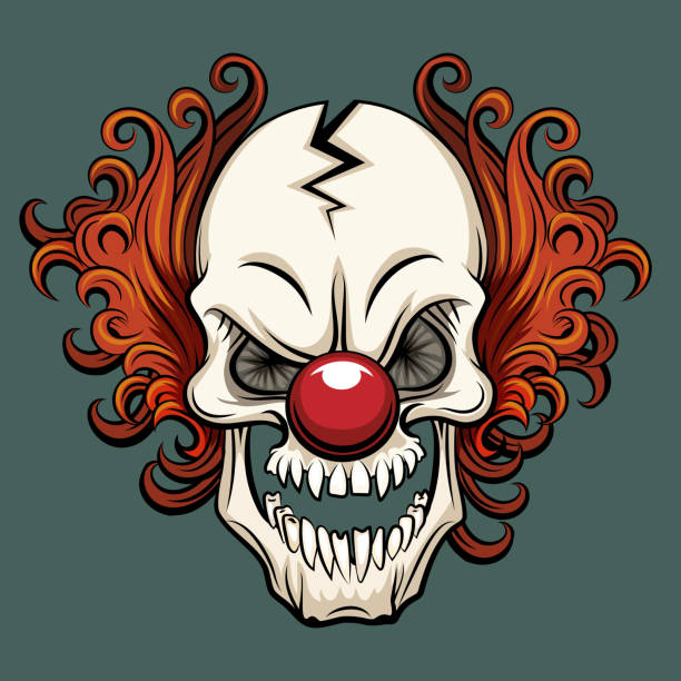 illustrations, cliparts, dessins animés et icônes de vecteur mal clown - clown evil horror spooky