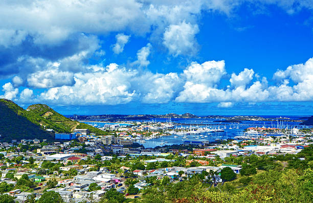 Panorama view of Sint maarten island, Caribbean sea