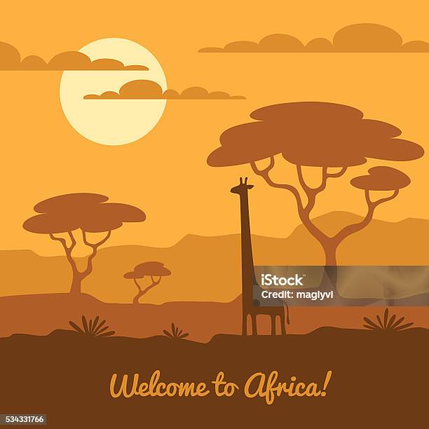 Afrikanische Landschaft Illustrationen Stock Vektor Art und mehr Bilder von Afrika - Afrika, Savanne, Safari