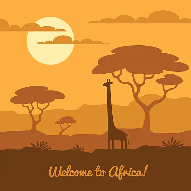 Vector illustration of African landscape illustration