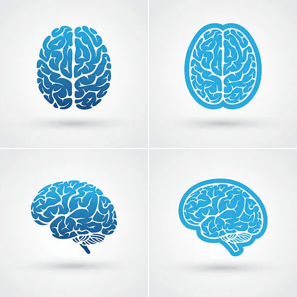 Vector illustration of Four brain icons