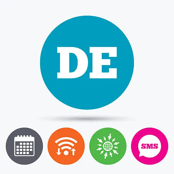 Vector illustration of German language sign icon. DE Deutschland.