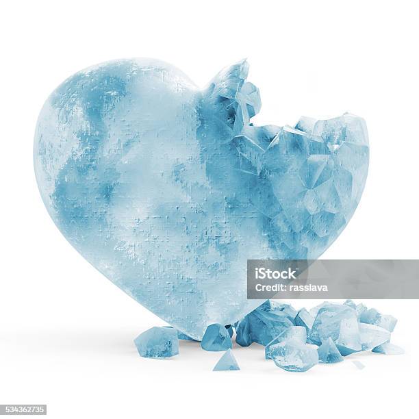 Frozen Heart Isolated On White Background Stock Photo - Download Image Now - Heart Shape, Ice, Cold Temperature