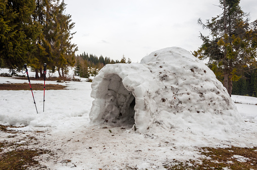 Campsite which was built igloo in winter