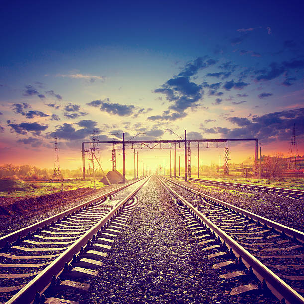 istock Landscape with the railroad in style polaroid 534364973