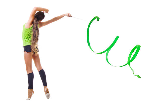 Young girl is engaged in art gymnastics isolated