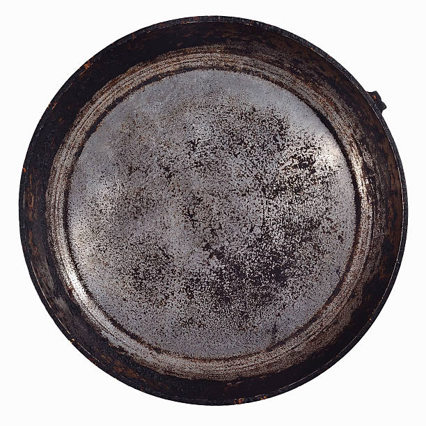 istock Dirty old frying pan on a white 534369339