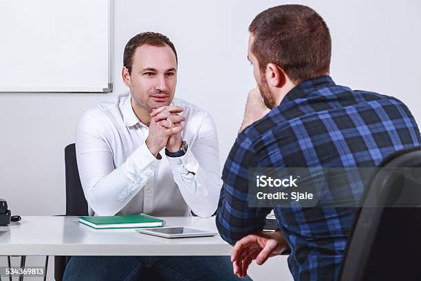 Man In Job Interview Stock Photo - Download Image Now - Blue-collar Worker, Job Interview, Interview - Event