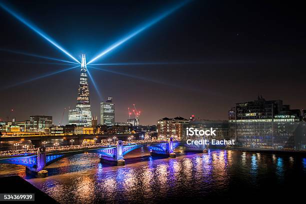 View Of Southwark Bridge And The Shard At Night Stock Photo - Download Image Now - London - England, Shard London Bridge, Night