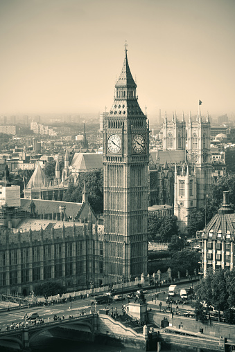 London Westminster with Big Ben and street.